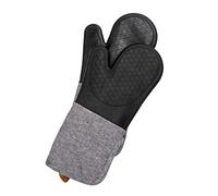 Wenko Guantes para horno Ada, set de 2 guantes para grill con palmas de silicona, protección fiable gracias a su manga extra larga, fácil de limpiar, 18 x 38 x 2 cm, negro/gris, 55041100