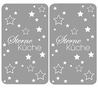 Wenko Herdabdeckplatte Universal Sterneküche, 2er Set, für alle Herdarten, Gehärtetes Glas, 30 x 1,8-4,5 x 52 cm, grau
