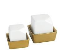 WENKO Humidificador Mod Cleo, evaporador decorativo, mejora el clima interior cuando el aire de la calefacción es seco, juego de 2 piezas, habitaciones de hasta 18 m², cerámica, 50 ml y 200 ml