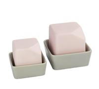 WENKO Humidificador Mod Livia, evaporador decorativo, mejora el clima interior cuando el aire de la calefacción es seco, juego de 2 piezas, habitaciones de hasta 18 m², cerámica, 50 ml y 200 ml