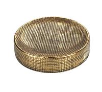 WENKO Jabonera «Rivara», recipiente para colocar el jabón de manos, de cerámica de calidad, pintada a mano Ø 10 x 2,5 cm, en color dorado