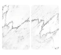 WENKO Juego de 2 cubiertas universales XL de mármol, cubierta de alta calidad y tabla de cortar de cristal para todo tipo de cocinas, vidrio templado, dimensiones por placa de 40 x 1,8 a 5,5 x 52 cm,