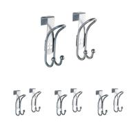 Wenko Juego de 2 ganchos para puerta, 2 ganchos para armario, ropa, baño, acero, 3,2 x 9,5 x 6 cm, color plateado (Paquete de 4)