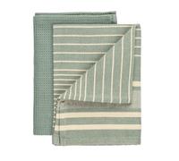 WENKO Juego de paños de cocina Mod, Tito absorbentes de algodón diseño gofrado y rayas ideal para secado rápido y uso diario 45 x 65 cm verde