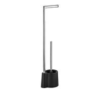 WENKO Juego de pie para el WC Avola negro - Portaescobillas para el WC, Polipropileno, 13 x 70 x 16 cm, Negro