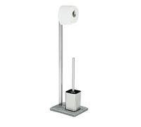Wenko Juego de pie para el WC Granite Acero INOX - Efecto Piedra, Acero Inoxidable, 23 x 73.5 x 19.5 cm, Satinado