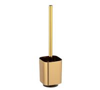 WENKO Juego de WC «Auron Gold», soporte de cepillo de alta calidad en plástico de alta calidad con superficie iridiscente dorada brillante, cepillo higiénico para WC, 9 x 38,5 x 9 cm