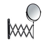 WENKO Espejo mural telescópico Exclusiv negro Espejo mural telescópico con triple aumento Negro