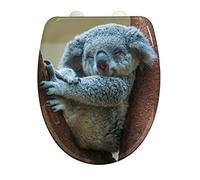 Wenko Koala - Asiento de Inodoro Antibacteriano con Cierre automático, fijación rápida de Acero Inoxidable