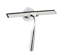 Wenko Escobilla de baño Terni, escobilla de Ducha con Dispositivo para Colgar en la Pared de la Ducha y Gancho de Pared, Limpieza sin Rayas con Doble Labio de Goma, Metal, 25 x 18 cm