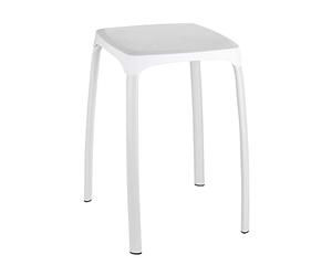 Wenko Losani Taburete para Baño, Plástico, Blanco, 29x29x46 cm