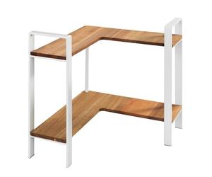 WENKO Louisa - Estantería esquinera de 2 Niveles para encimera, de Madera de Acacia y Metal, CREA más Espacio de Almacenamiento en la Cocina, 30 x 33 x 30 cm, Color Blanco