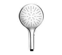 WENKO Mango de ducha Basic cromo Ø 15 cm - ducha de mano universal, rociador de ducha con 3 tipos de chorros con un cómodo cambio por pulsador, Plástico (ABS), 15 x 15 cm, Cromo