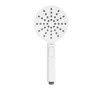 WENKO Mango de ducha Design blanco Ø 12 cm - ducha de mano universal, rociador de ducha con 3 tipos de chorros con un cómodo cambio por pulsador, Plástico (ABS), 12 x 12 cm, Blanco