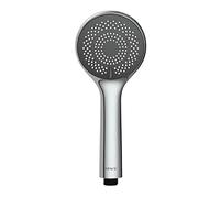 WENKO Mango de Ducha Watersaving Ø 9,5 cm Ducha de Mano Universal, rociador de Ducha con Sistema de Ahorro de Agua y 3 Tipos de chorros Cromo