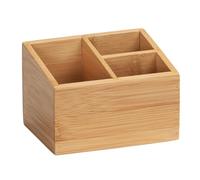 WENKO Organizador de bambú Terra, 3 compartimentos - Caja de almacenaje, cesta para el baño Capacidad: 0.551 l, Bambú, 12 x 8.5 x 9 cm, natural