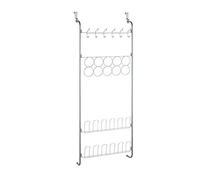 WENKO Organizador de puerta, estante de puerta versátil para colgar ropa, pañuelos y zapatos, estante suspendido para armario y ropero, 59 x 150,5 x 18,5 cm, metal con recubrimiento de polvo, plateado
