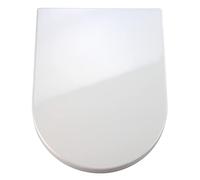 Wenko Palma Premium - Asiento de Inodoro con Dispositivo automático de Descenso y sujeción higiénica de Acero Fino Inoxidable, Antibacterial, duroplástico, Color Blanco