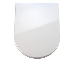 Wenko Palma Premium - Asiento de Inodoro con Dispositivo automático de Descenso y sujeción higiénica de Acero Fino Inoxidable, Antibacterial, duroplástico, Color Blanco