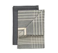 Wenko Paño de Cocina Mod, Tito Set de 2 paños de algodón Gris Muy Absorbente y Secado rápido con diseño gofrado y a Rayas Elegantes 45x65 cm