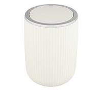 WENKO Papelera Agropoli S color blanco crema de 2 L, con tapa abatible para el cuarto de baño, cubo de basura de plástico de calidad con diseño vívido y superficie texturizada, Ø 14,5 x 20 cm