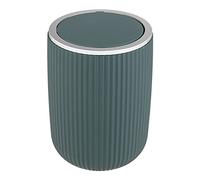 WENKO Papelera Agropoli S verde oscuro de 2 litros, con tapa abatible para el cuarto de baño, cubo de basura de plástico de calidad óptima con diseño vívido y superficie texturizada, Ø 14,5 x 20 cm