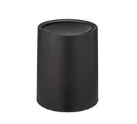 WENKO Papelera Atri, papelera higiénica de 6 litros con tapa de plástico de calidad con cubo interior, con envoltura que hace que la bolsa sea invisible, (An./P x Al.): Ø 21 x 25,5 cm, negro