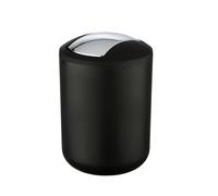 Wenko Papelera para cosméticos Brasil S, capacidad de 2 litros, papelera de baño con tapa abatible, papelera pequeña de plástico irrompible, sin BPA, Ø 14 x 21 cm, negra