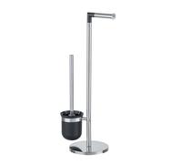 Wenko Parus Portarrollos con Escobillero, Acero Inoxidable, Plata Brillante, 16.5x25.5x57 cm