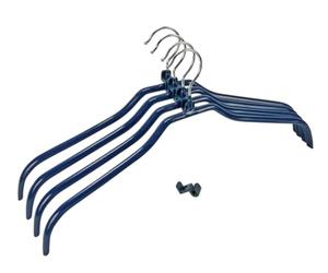 WENKO Percha adda set azul oscuro 4 unidades - juego de 4 unidades, Metal cromado, 42 x 19 x 1 cm, Cromo brillante