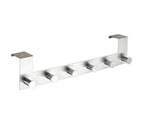 Wenko Percha para La Puerta con 6 Ganchos, Acero Inoxidable, Plata Mate, 7.5x39x11 cm