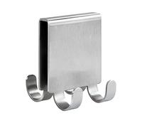 WENKO Percha para mampara Doble Vieste Duo Acero Inoxidable Mate Gancho para Pared de Ducha con 4 Posibilidades para Colgar Mate