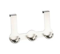 WENKO Percha sobrepuerta Rondo - 3 ganchos, Acero inoxidable, 22.5 x 14 x 4.5 cm, Mate