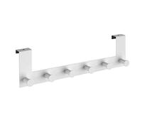 WENKO Perchero para puerta Celano - Colgador con 6 ganchos, para rebajes de puerta de hasta 2 cm, Acero, 39 x 11 x 5.5 cm, Blanco