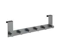 WENKO Perchero para puerta Celano - Colgador con 6 ganchos, para rebajes de puerta de hasta 2 cm, Acero, 39 x 11 x 5.5 cm, Gris