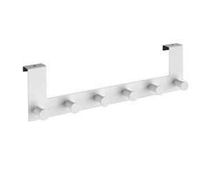 WENKO Perchero para puerta Celano - Colgador con 6 ganchos, para rebajes de puerta de hasta 2 cm, Acero, 39 x 11 x 5.5 cm, Blanco