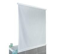 WENKO Persiana de ducha - cortina enrollable de secado rápido para ducha y bañera, impermeable y fácil de limpiar, Aluminio, 132 x 240 x 5 cm, Blanco