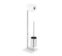 Wenko pie Estilo - Soporte para escobilla de Inodoro, Acero, Plata, 19 x 19 x 73 cm