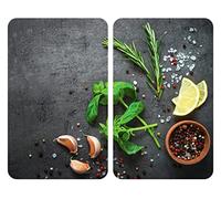 WENKO Placa cobertora universal Kräuter, set de 2 placas para todo tipo de cocinas de vitrocerámica, también como tabla de cortar, higiénica, resistente a arañazos e impactos, 30 x 52 cm