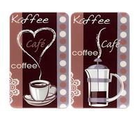 WENKO Placas protectoras para cocina Mod Aroma de café, ajustable en altura para todo tipo de cocinas, tabla de cortar y protector contra salpicaduras, vidrio, 30 x 52 cm, juego de 2