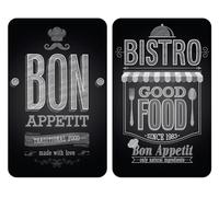 WENKO Placas protectoras para cocina Mod Bon Appetit, ajustable en altura para todo tipo de cocinas, tabla de cortar y protector contra salpicaduras, vidrio, 30 x 52 cm, juego de 2