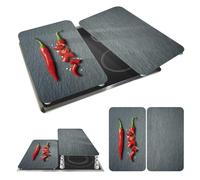 WENKO Placas protectoras para cocina Mod Cayena, ajustable en altura para todo tipo de cocinas, tabla de cortar y protector contra salpicaduras, vidrio, 30 x 52 cm, juego de 2