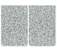 WENKO Placas protectoras para cocina Mod Granito, ajustable en altura para todo tipo de cocinas, tabla de cortar y protector contra salpicaduras, vidrio, 30 x 52 cm, juego de 2