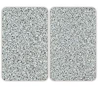 WENKO Placas protectoras para cocina Mod Granito, ajustable en altura para todo tipo de cocinas, tabla de cortar y protector contra salpicaduras, vidrio, 30 x 52 cm, juego de 2