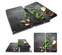 WENKO Placas protectoras para cocina Mod Hierbas, ajustable en altura para todo tipo de cocinas, tabla de cortar y protector contra salpicaduras, vidrio, 30 x 52 cm, juego de 2