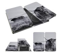 WENKO Placas protectoras para cocina Mod Highland Cattle, ajustable en altura para todo tipo de cocinas, tabla de cortar y protector contra salpicaduras, vidrio, 30 x 52 cm, juego de 2