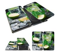 WENKO Placas protectoras para cocina Mod Mojito, ajustable en altura para todo tipo de cocinas, tabla de cortar y protector contra salpicaduras, vidrio, 30 x 52 cm, juego de 2