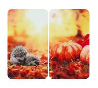 WENKO Placas protectoras para cocina Mod Otoño, ajustable en altura para todo tipo de cocinas, tabla de cortar y protector contra salpicaduras, vidrio, 30 x 52 cm, juego de 5