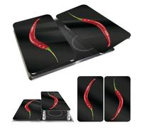 WENKO Placas protectoras para cocina Mod Pimiento picante, ajustable en altura para todo tipo de cocinas, tabla de cortar y protector contra salpicaduras, vidrio, 30 x 52 cm, juego de 2