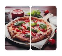 WENKO Placas protectoras para cocina Mod Pizza, ajustable en altura para todo tipo de cocinas, tabla de cortar y protector contra salpicaduras, vidrio, 30 x 52 cm, juego de 2